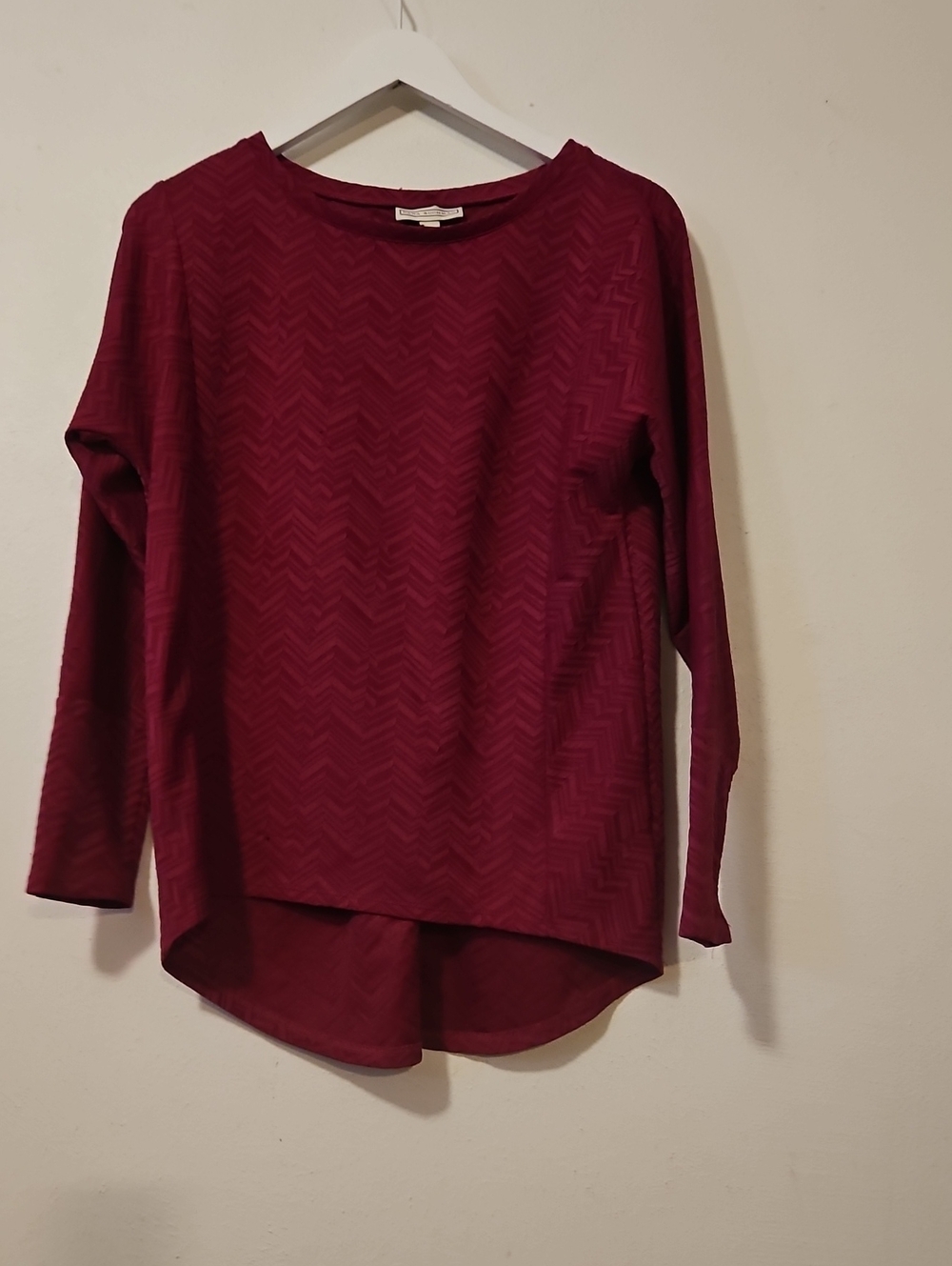 Dana Buchman Long-Sleeve Chevron Knit Top - Pink Berry